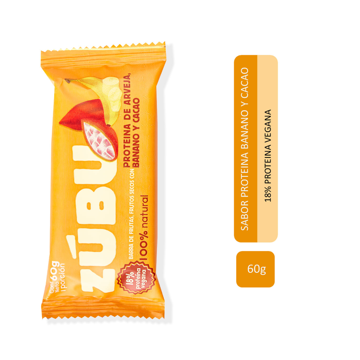 Zubu Frutos Secos Proteina De Arveja-Banano-Cacao
